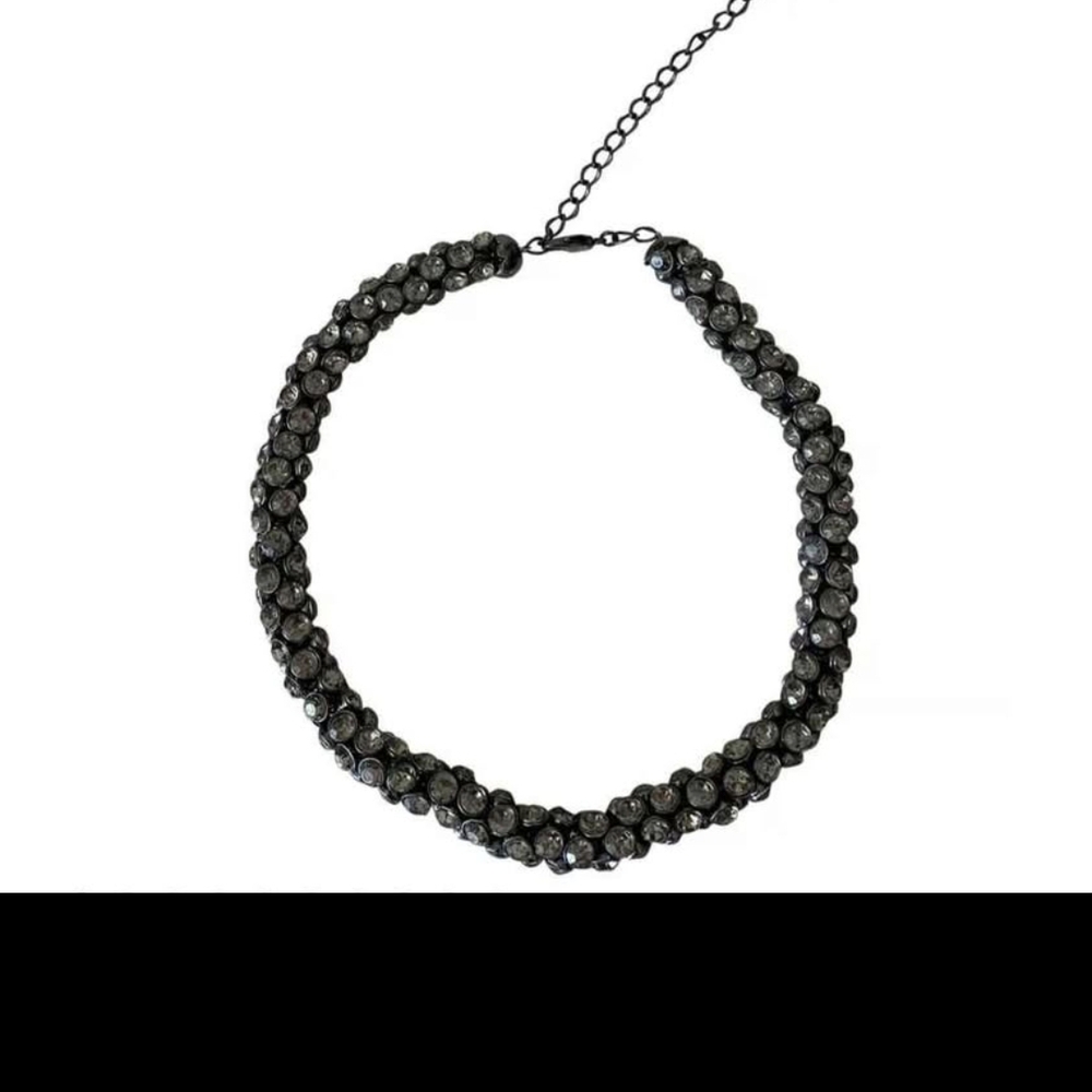 BCBGMaxAzria Black and Silver Twisted Crystal Necklace - Picture 2 of 6
